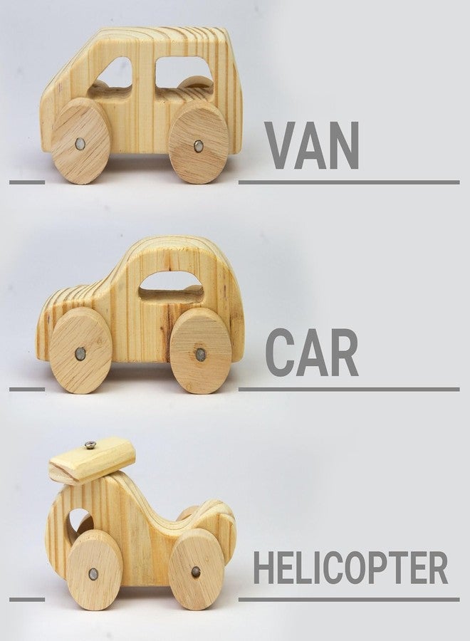 Keebori Wooden Organic Toy Car Push Vehicle 25 mm Thick Natural Handcrafted Toy for Toddlers, Montessori Inspired Safe, Smooth & Durable Wooden Toys Eco-Friendly Baby Toys (Combo) - Image 3